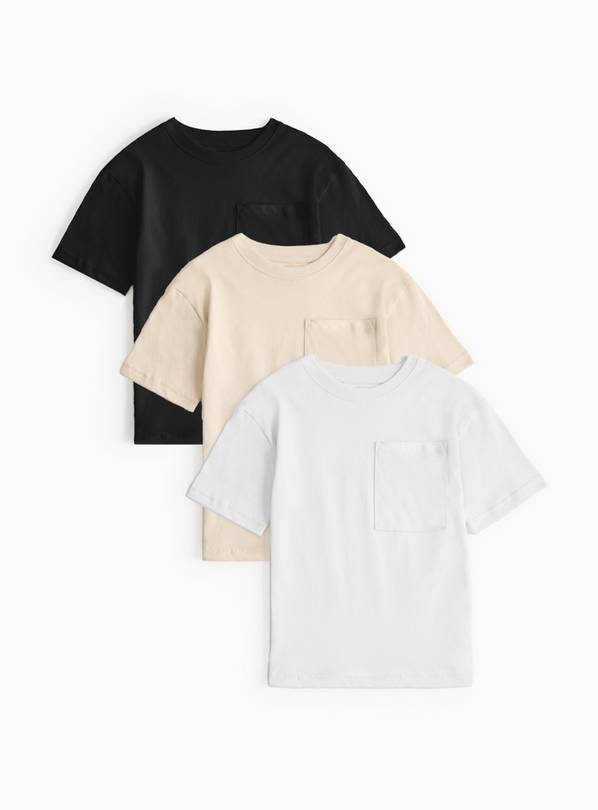 Plain Short Sleeve T-Shirt 3 Pack 3-4 years